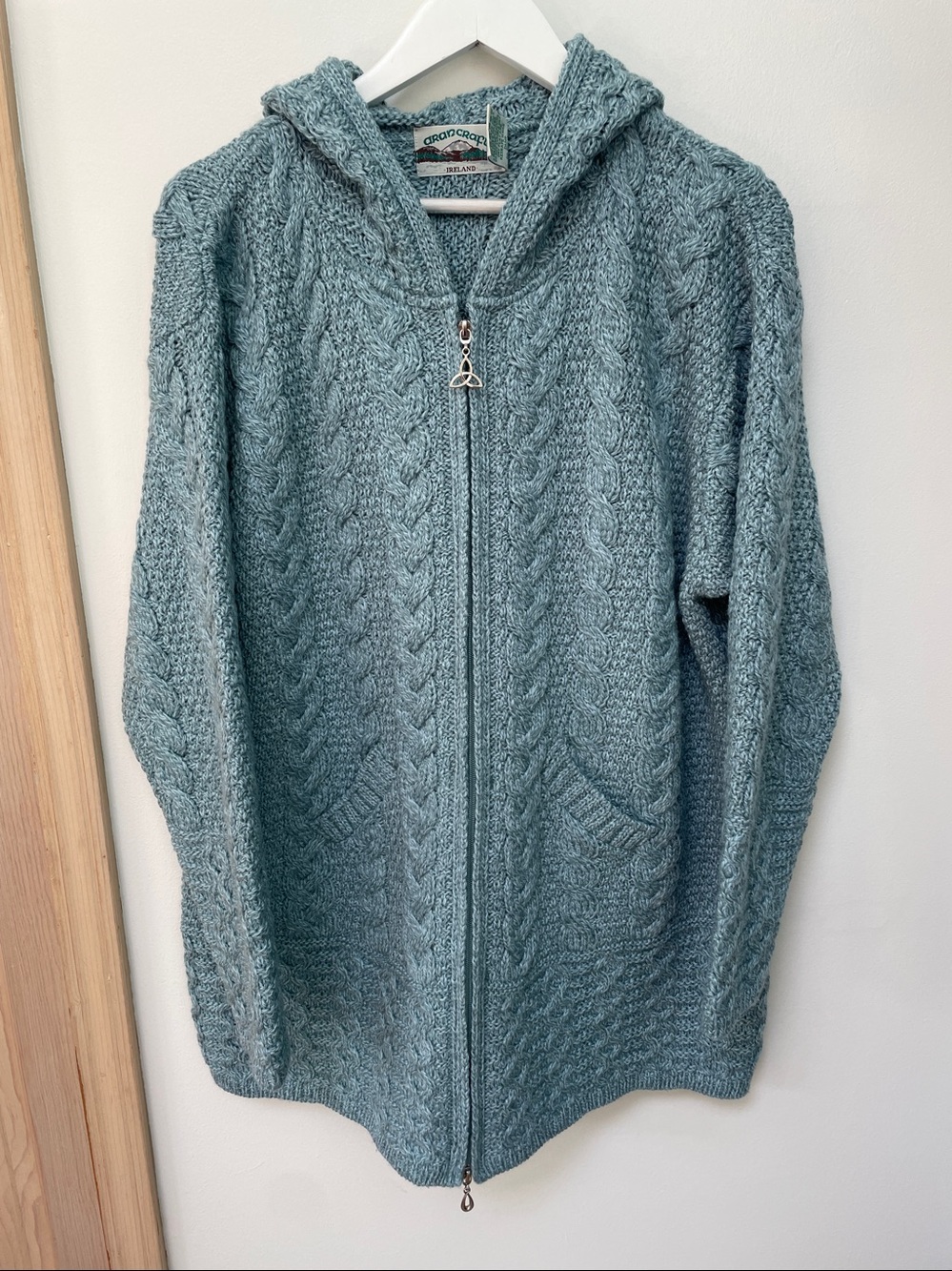 Aran Crafts Cardigan Womens Hooded Full Zip Merino Wool Aran Cable Ireland - Picture 2 of 7